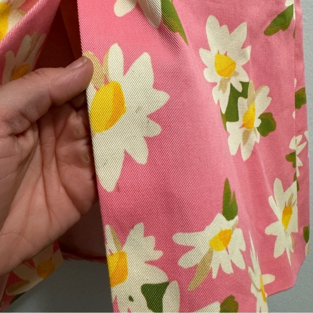 Moschino 1990s Y2K Cheap & Chic Pink Pleated Daisy Print Skirt Size 10 - Picture 3 of 14